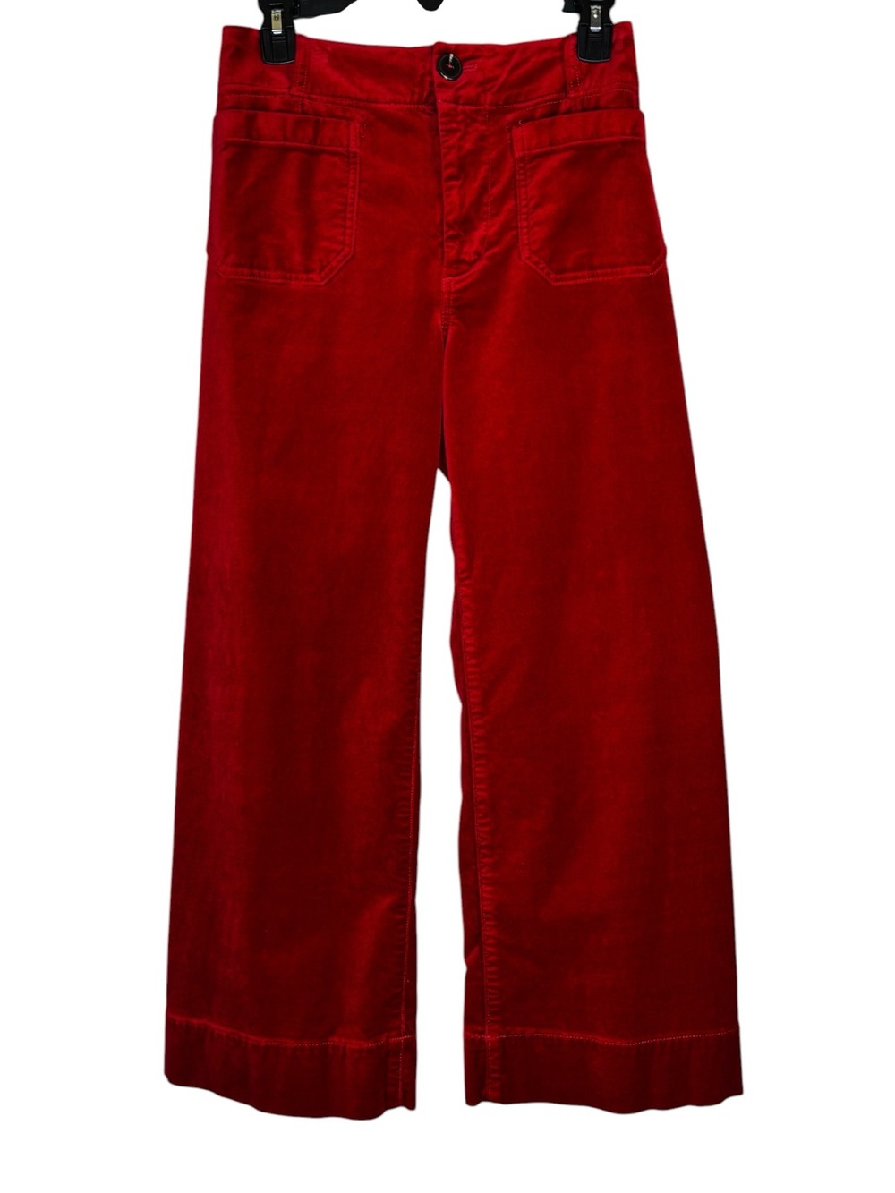 Anthropologie Maeve Colette Red Velvet Pants Size 26 / Cropped 25" Inseam